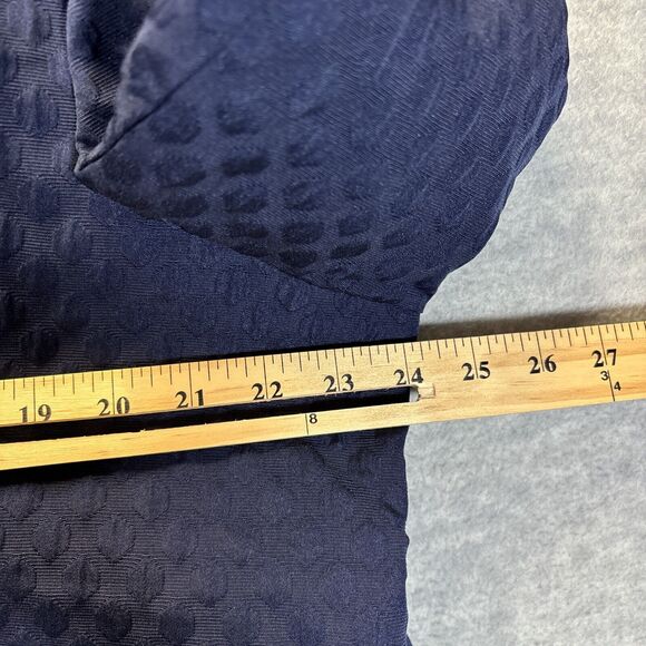 Talbots Cropped Jacket 22 P Mod Collar Polka Dot Texture 3/4 Sleeve Navy Blue - Picture 8 of 10